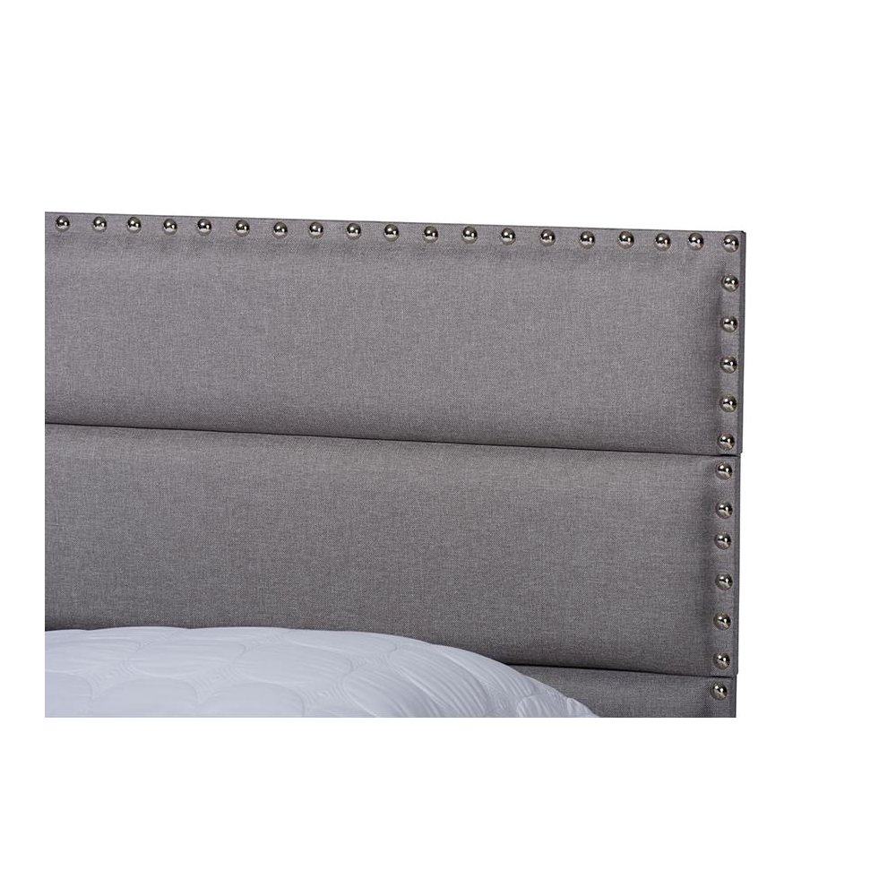Ansa Modern and Contemporary Grey Fabric Upholstered Queen Size Bed. Picture 4