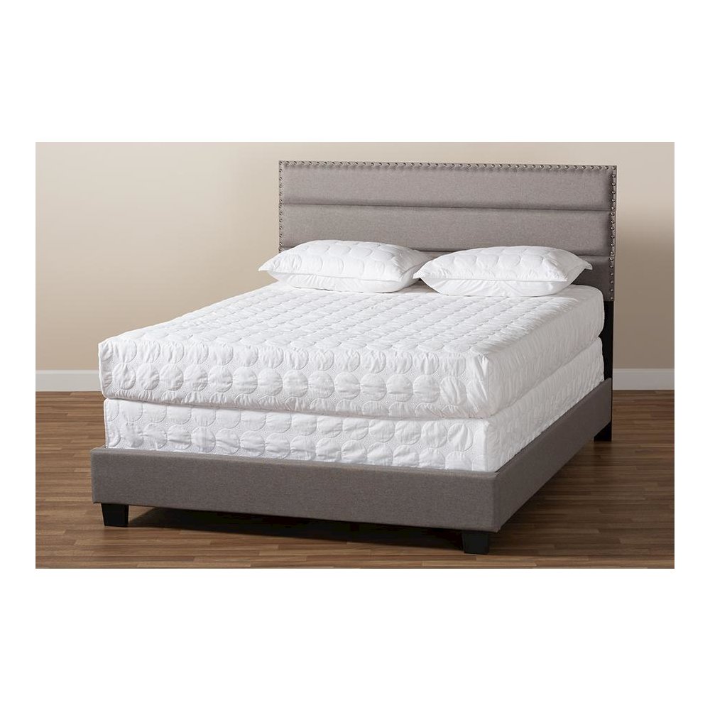 Ansa Modern and Contemporary Grey Fabric Upholstered Queen Size Bed. Picture 7