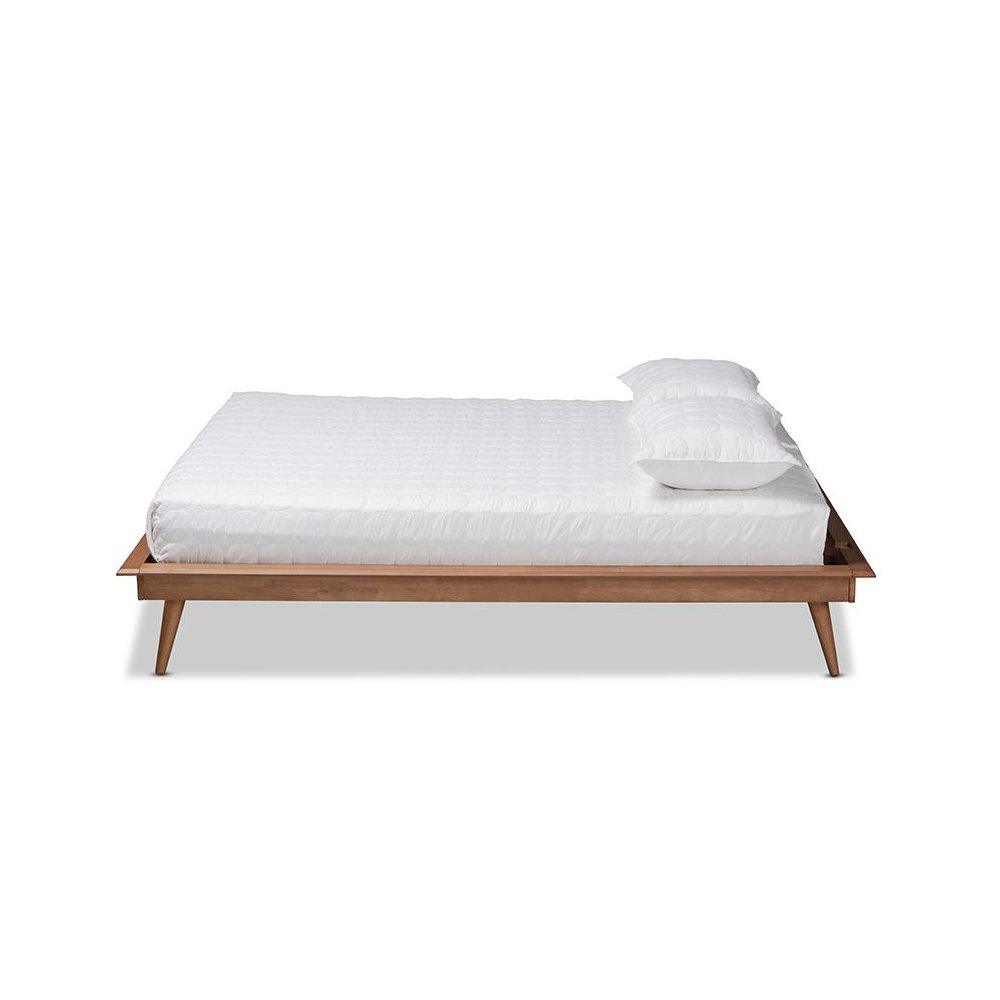 Walnut Brown Finished Wood Queen Size Platform Bed Frame. Picture 2