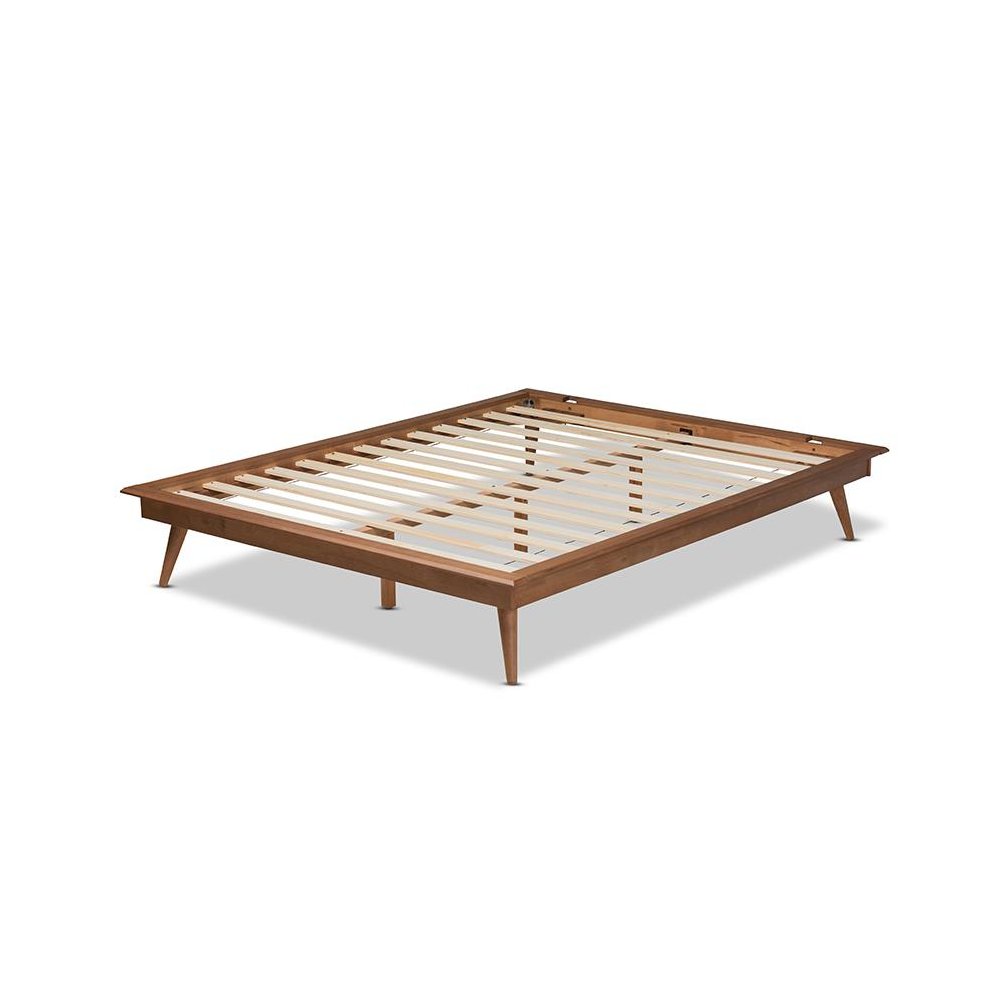 Walnut Brown Finished Wood Queen Size Platform Bed Frame. Picture 3