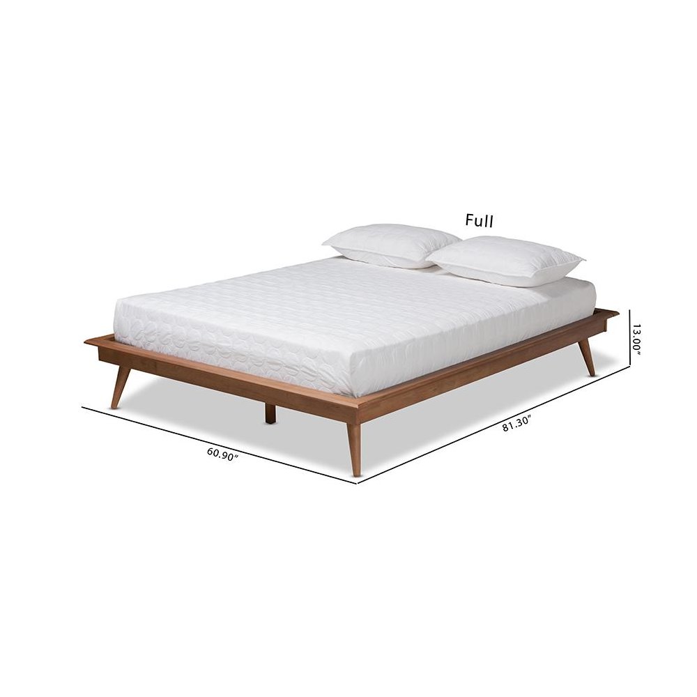 Walnut Brown Finished Wood Queen Size Platform Bed Frame. Picture 7