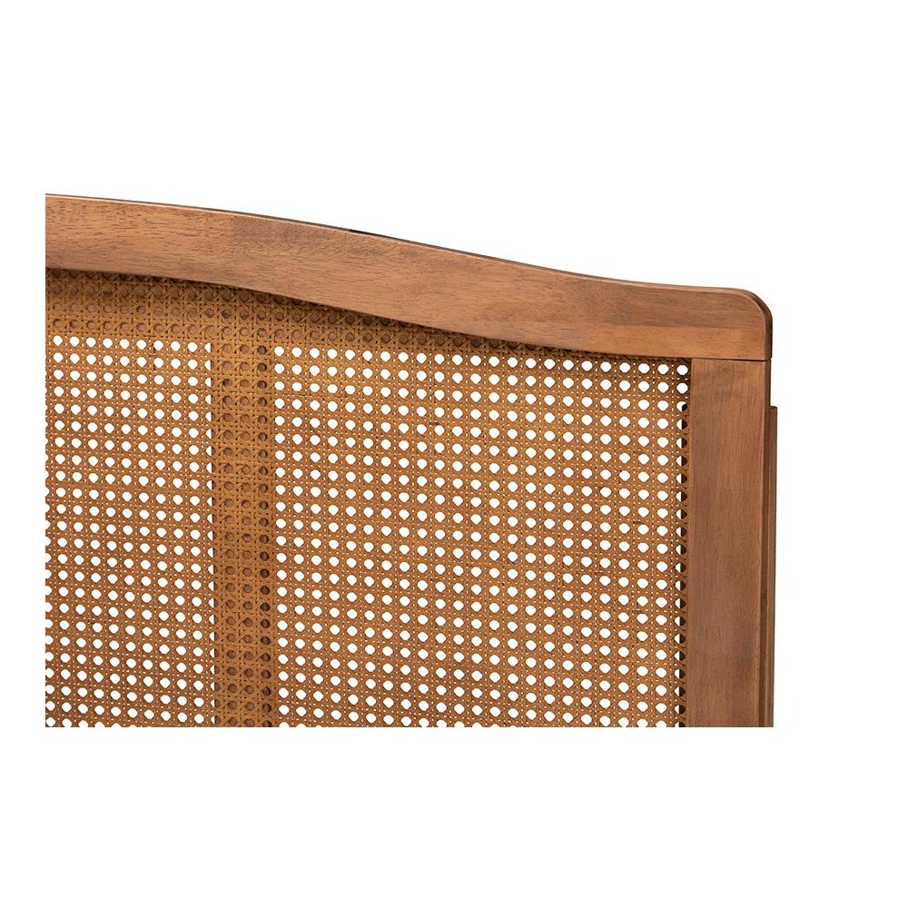 Ash Wanut Finished Wood and Synthetic Rattan Queen Size Headboard. Picture 3