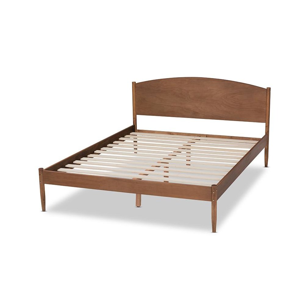 Leanora Mid-Century Modern Ash Wanut Finished Queen Size Wood Platform Bed. Picture 3