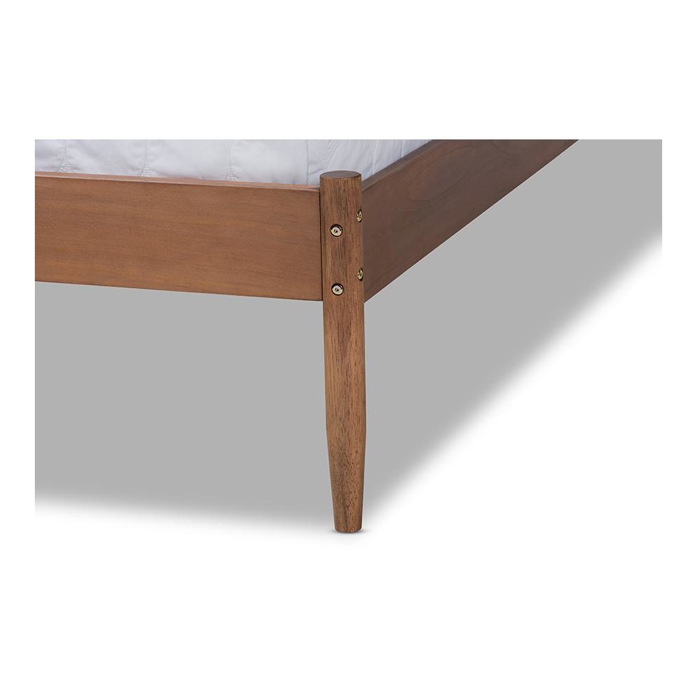 Leanora Mid-Century Modern Ash Wanut Finished Queen Size Wood Platform Bed. Picture 5