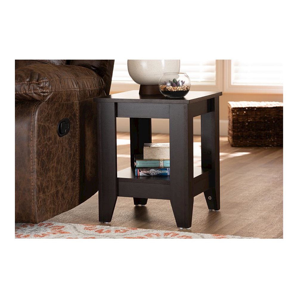 Baxton Studio Audra Modern and Contemporary Dark Brown Finished Wood End Table. Picture 13
