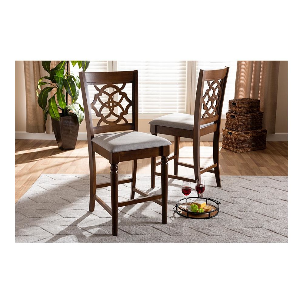 Walnut Brown Finished Wood 2-Piece Counter Height Pub Chair Set. Picture 17