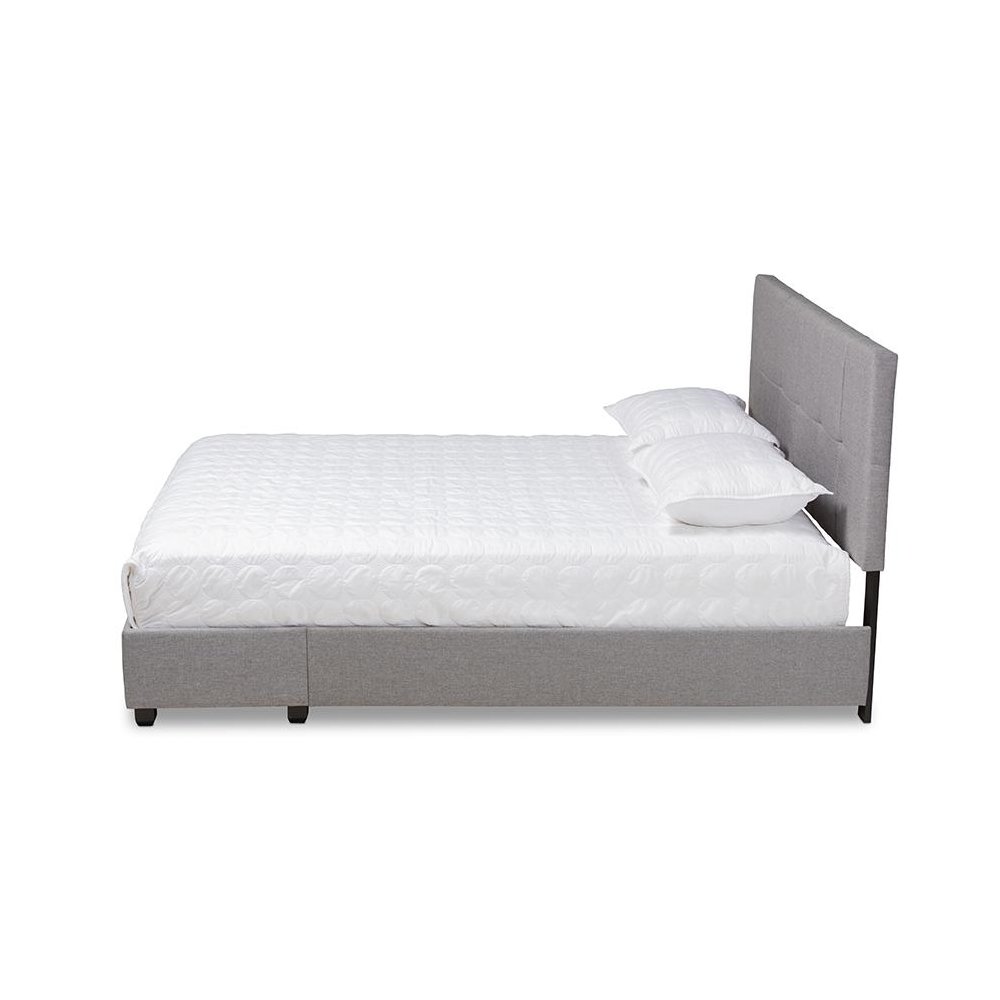 Netti Light Grey Fabric Upholstered 2-Drawer King Size Platform Storage Bed. Picture 3