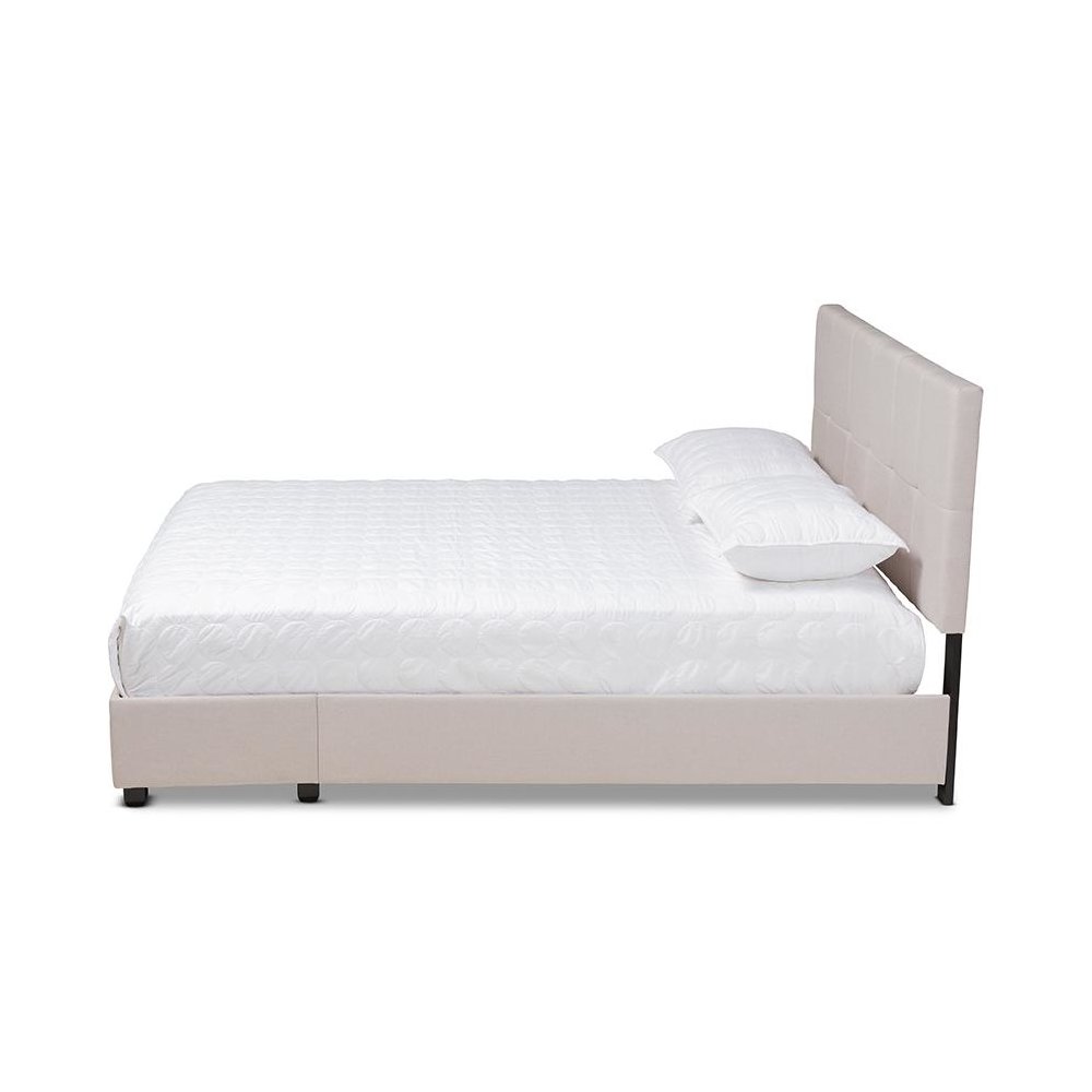 Netti Beige Fabric Upholstered 2-Drawer King Size Platform Storage Bed. Picture 3