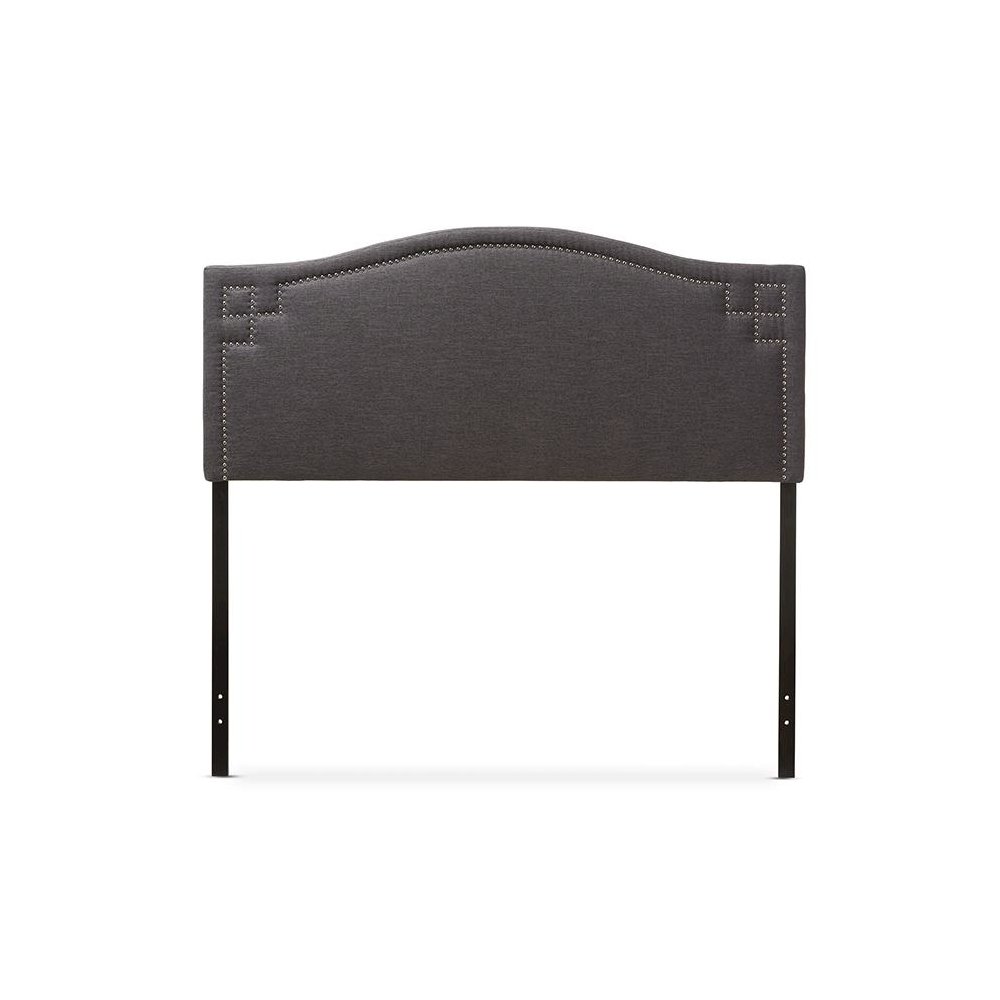 Aubrey Modern and Contemporary Dark Grey Fabric Upholstered Queen Size Headboard. Picture 1