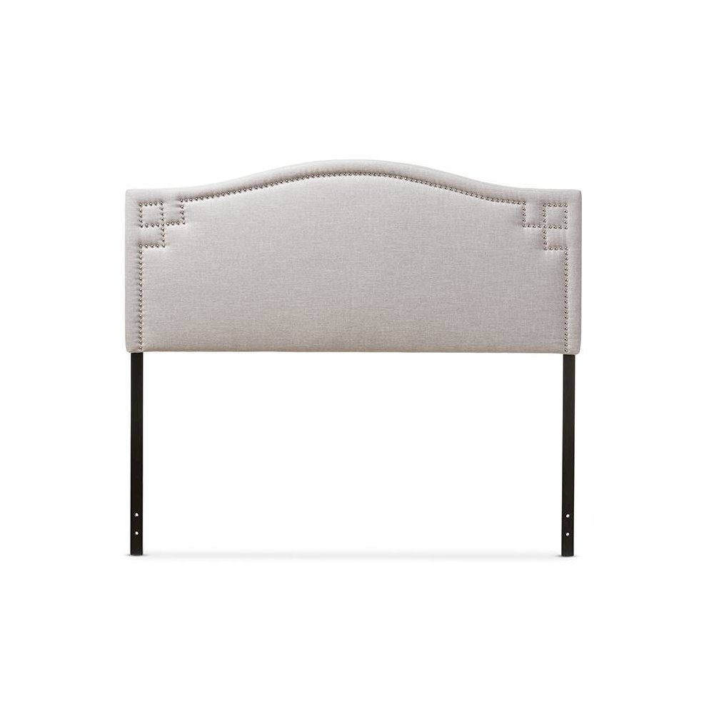 Grayish Beige Fabric Upholstered Queen Size Headboard. Picture 1
