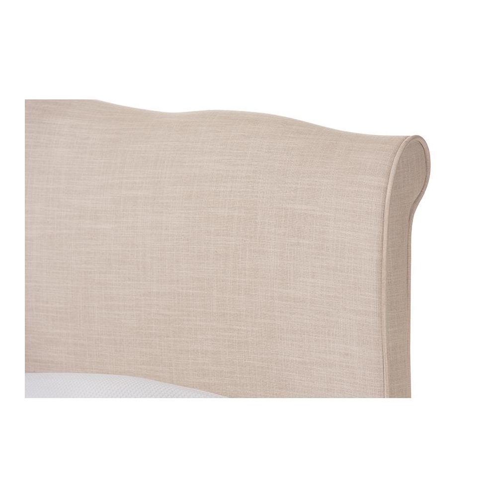 Fannie French Classic Modern Style Beige Linen Fabric Full Size Platform Bed. Picture 3