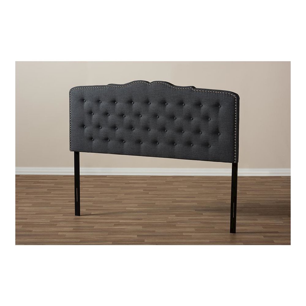 Baxton Studio Lucy Modern and Contemporary Dark Grey Fabric King Size Headboard. Picture 5