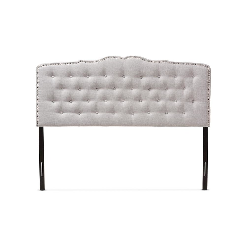 Lucy Modern and Contemporary Greyish Beige Fabric Queen Size Headboard. Picture 2