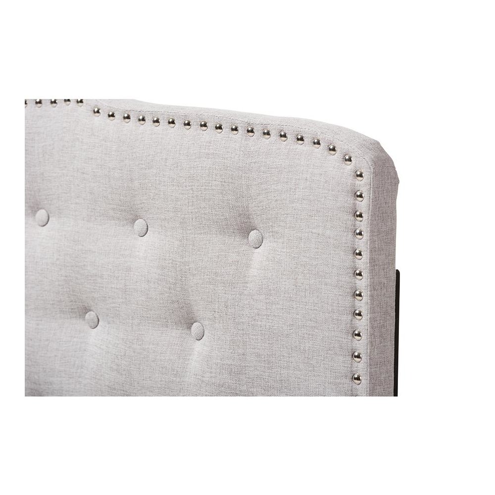 Lucy Modern and Contemporary Greyish Beige Fabric Queen Size Headboard. Picture 3
