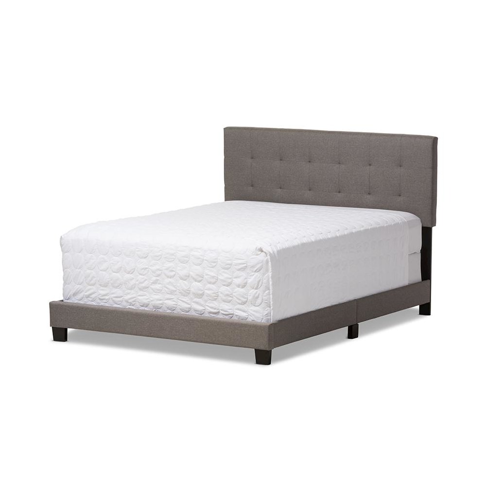 Grey Fabric Upholstered Grid-tufting Queen Size Bed. Picture 1