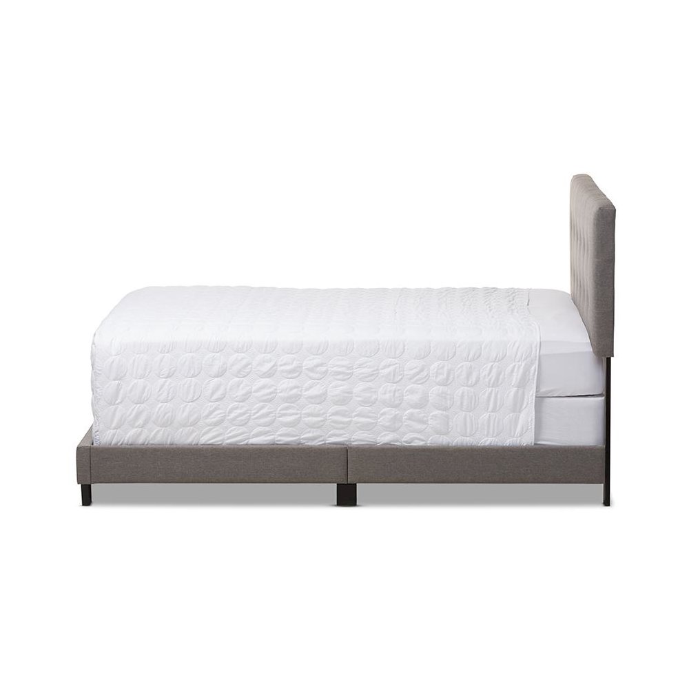 Grey Fabric Upholstered Grid-tufting Queen Size Bed. Picture 2