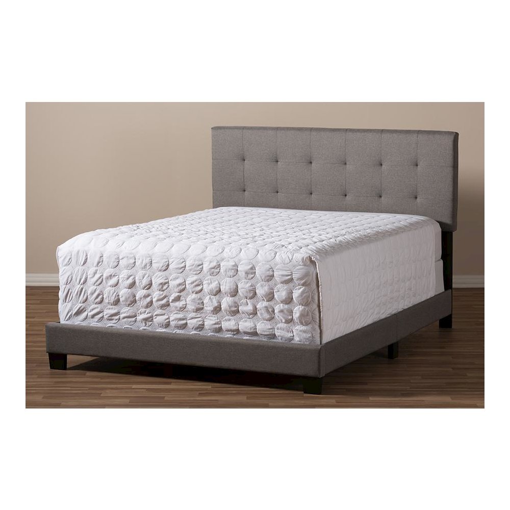 Grey Fabric Upholstered Grid-tufting Queen Size Bed. Picture 6