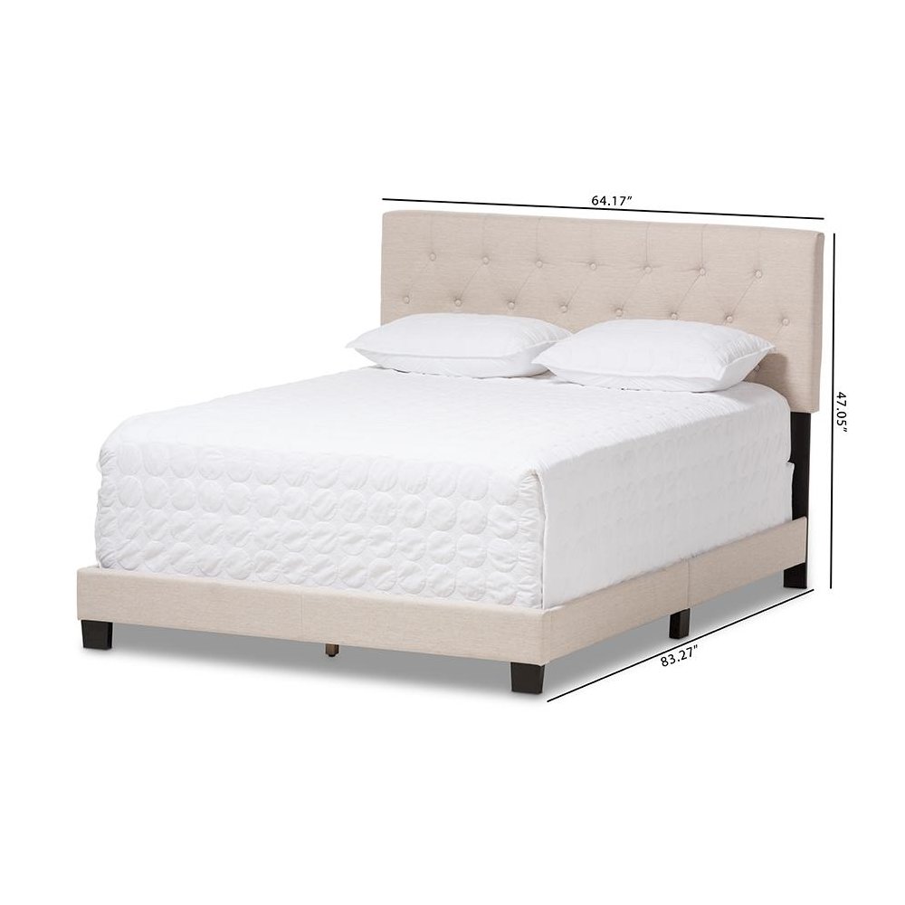 Cassandra Modern and Contemporary Light Beige Fabric Upholstered King Size Bed. Picture 8