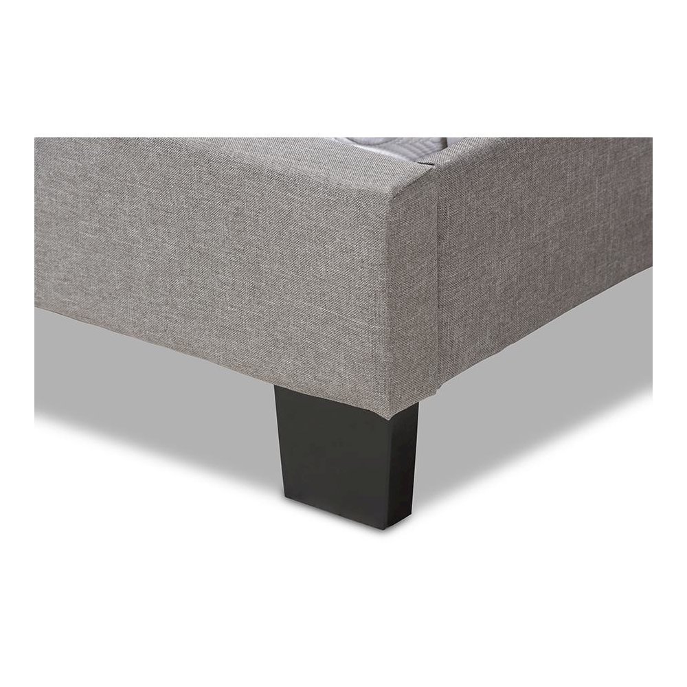 Cassandra Modern and Contemporary Light Grey Fabric Upholstered Queen Size Bed. Picture 5