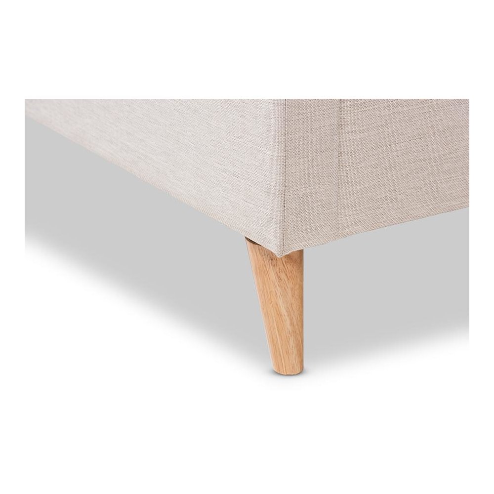 Adelaide Retro Modern Light Beige Fabric Upholstered Queen Size Platform Bed. Picture 5