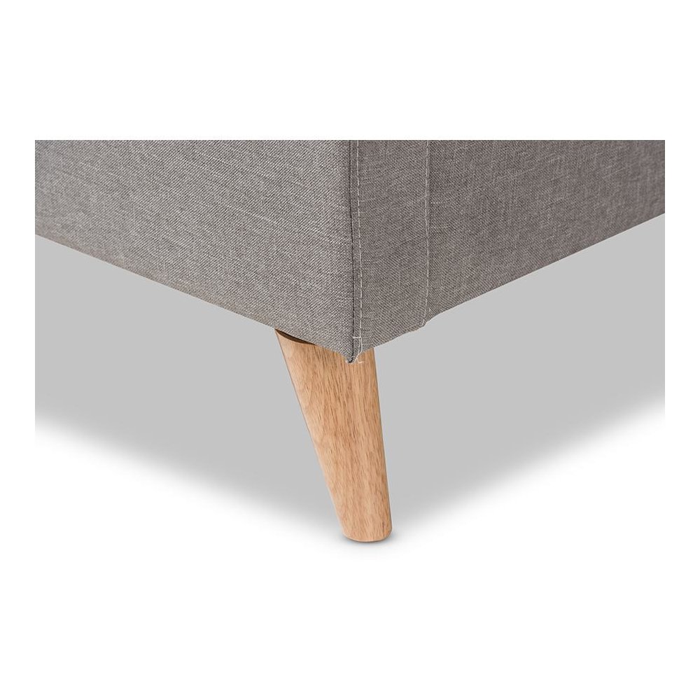 Adelaide Retro Modern Light Grey Fabric Upholstered King Size Platform Bed. Picture 5