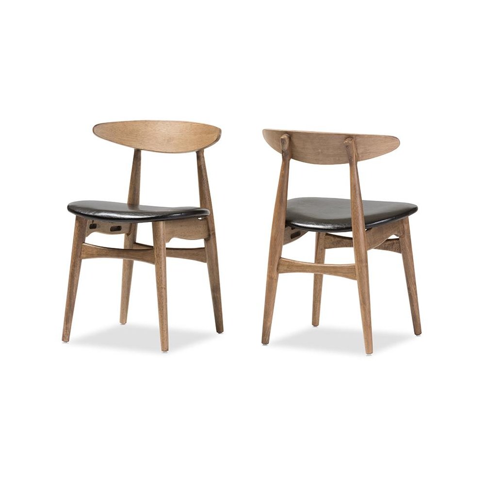Leather and "Oak" Light Brown Finishing Wood 5-Peice Dining Set. Picture 2