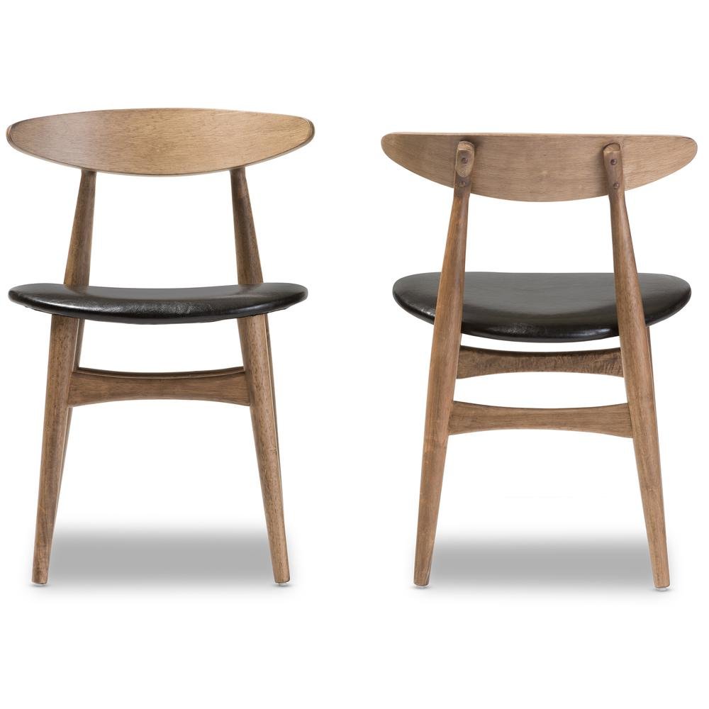 Leather and "Oak" Light Brown Finishing Wood 5-Peice Dining Set. Picture 10