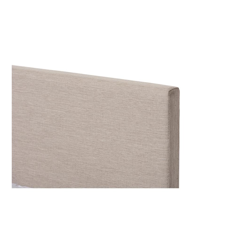 Beige Fabric Upholstered Panel-Stitched Queen Size Platform Bed. Picture 4