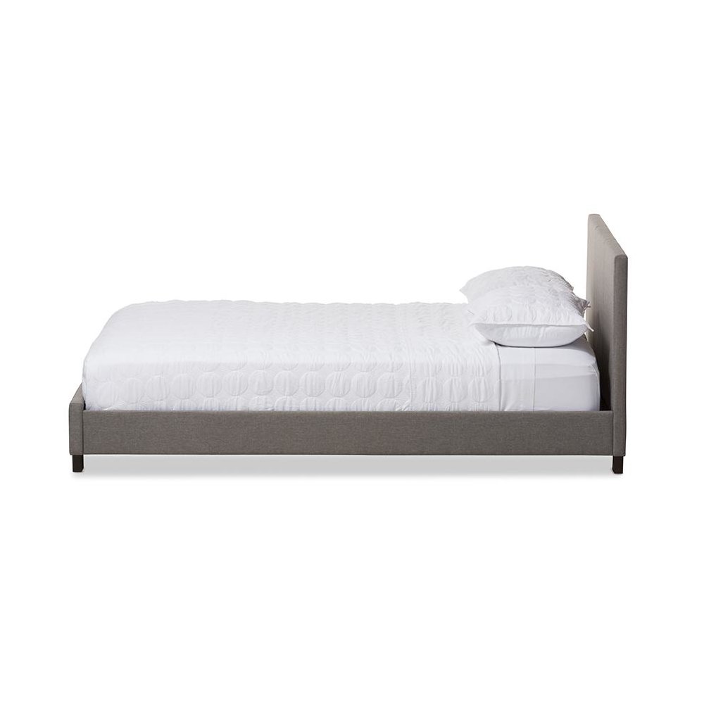 Grey Fabric Upholstered Panel-Stitched Queen Size Platform Bed. Picture 2
