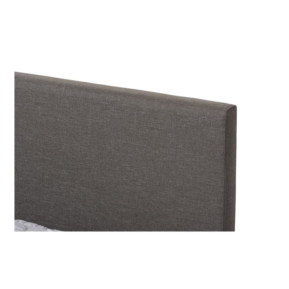 Grey Fabric Upholstered Panel-Stitched Queen Size Platform Bed. Picture 4