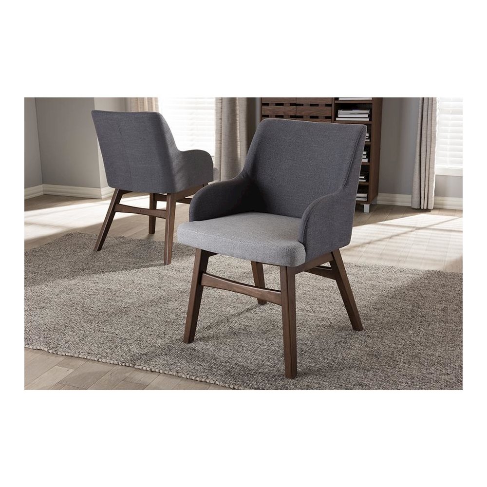 Baxton Studio Monte Mid-Century Modern Two-Tone Grey Fabric Armchair (Set of 2). Picture 17