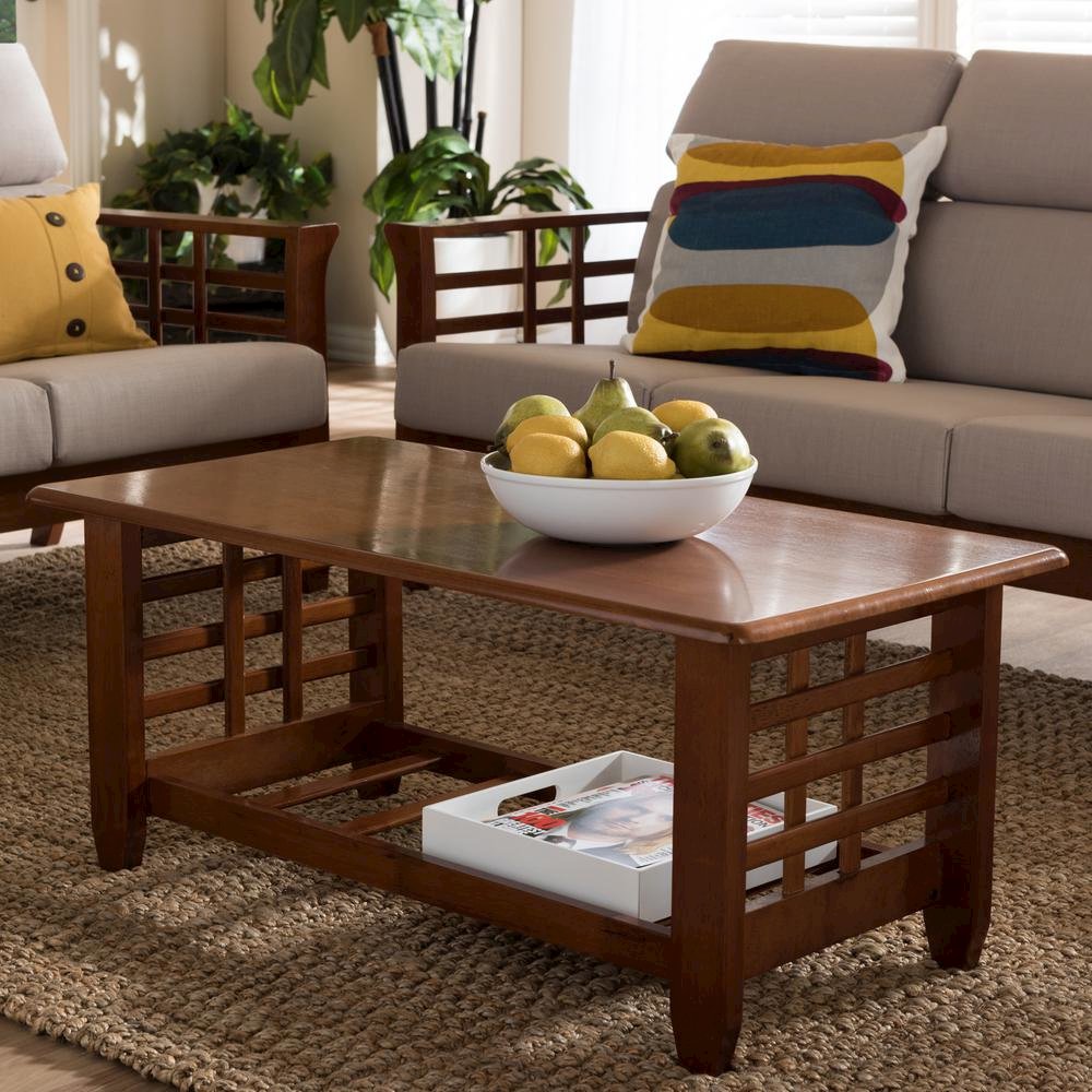 Cherry Finished Brown Wood Living Room Occasional Coffee Table. Picture 5