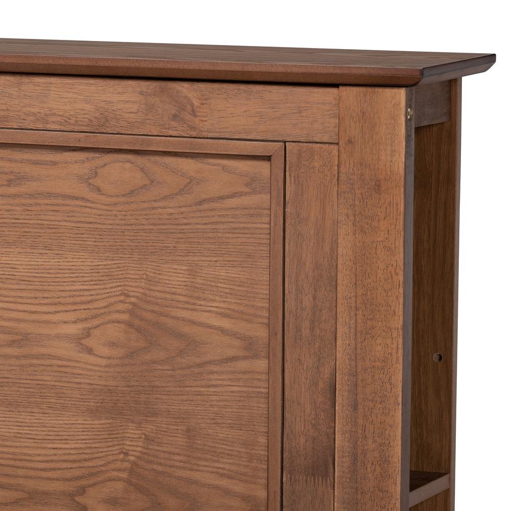 Walnut Brown Finished Wood Queen Size Platform Storage Bed with Built-In Shelves. Picture 14