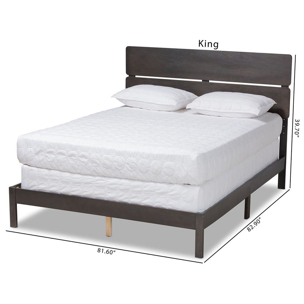 Anthony Modern and Contemporary Dark Grey Oak Finished Wood Queen Size Panel Bed. Picture 20