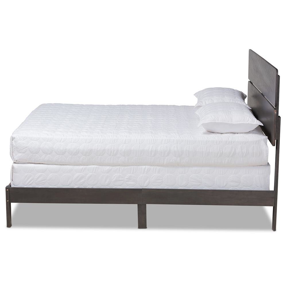 Anthony Modern and Contemporary Dark Grey Oak Finished Wood Queen Size Panel Bed. Picture 12