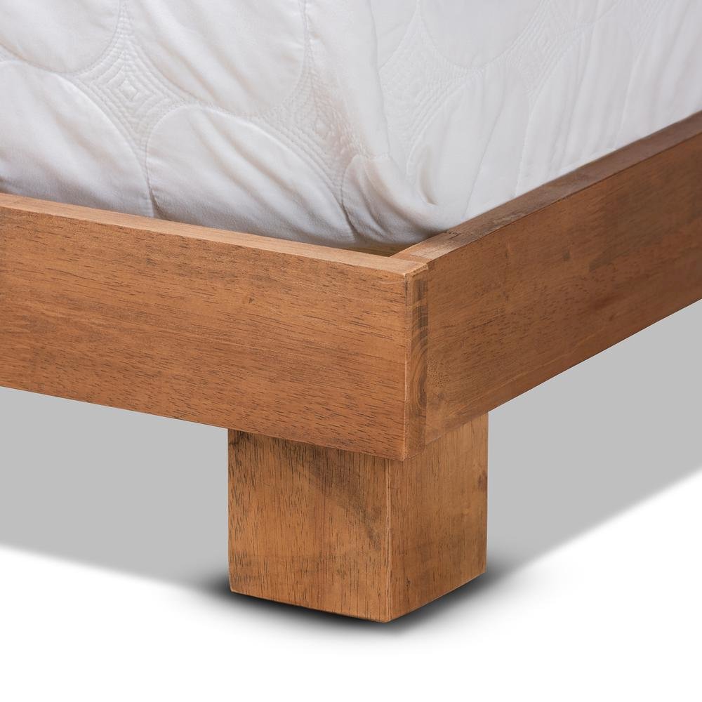 Walnut Brown Finished Wood Queen Size Platform Bed. Picture 15