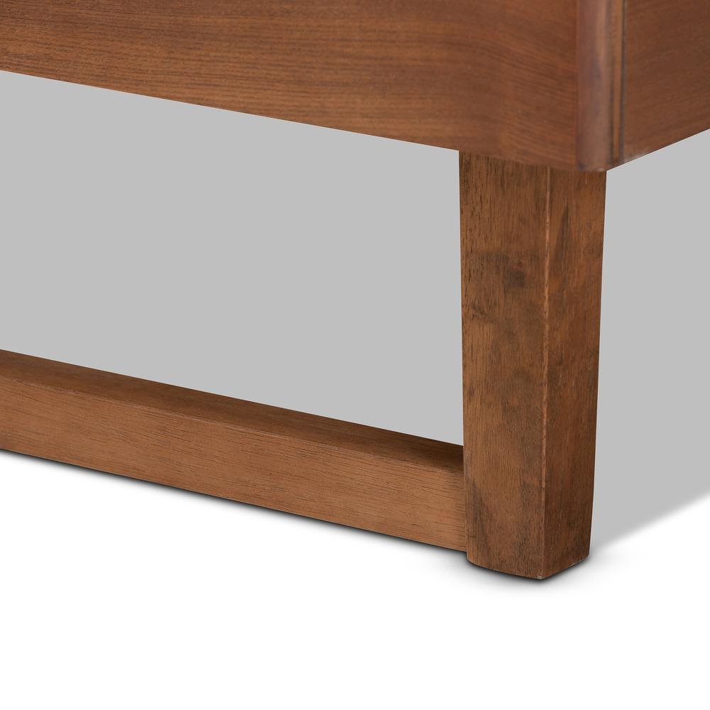 Marin Modern and Contemporary Walnut Brown Finished Wood Queen Size Platform Bed. Picture 16