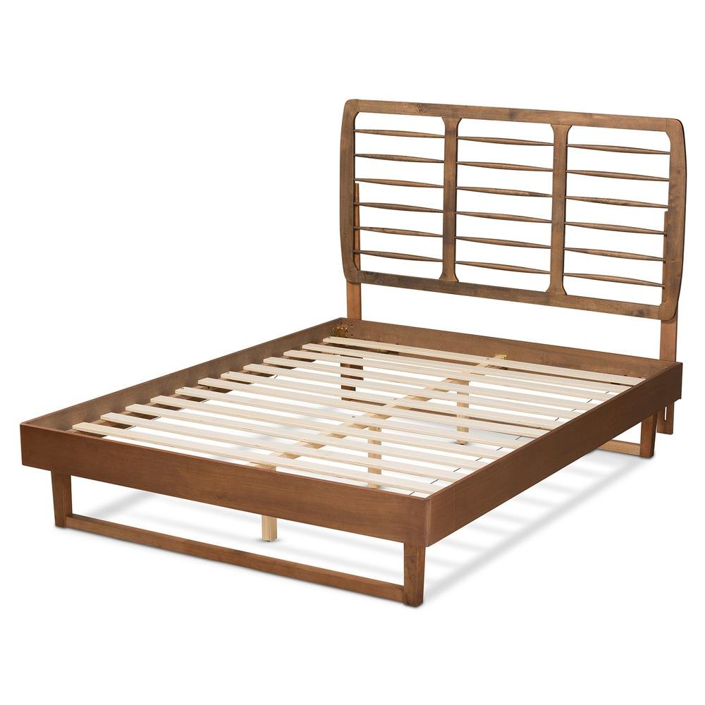 Lucie Modern and Contemporary Walnut Brown Finished Wood Queen Size Platform Bed. Picture 13
