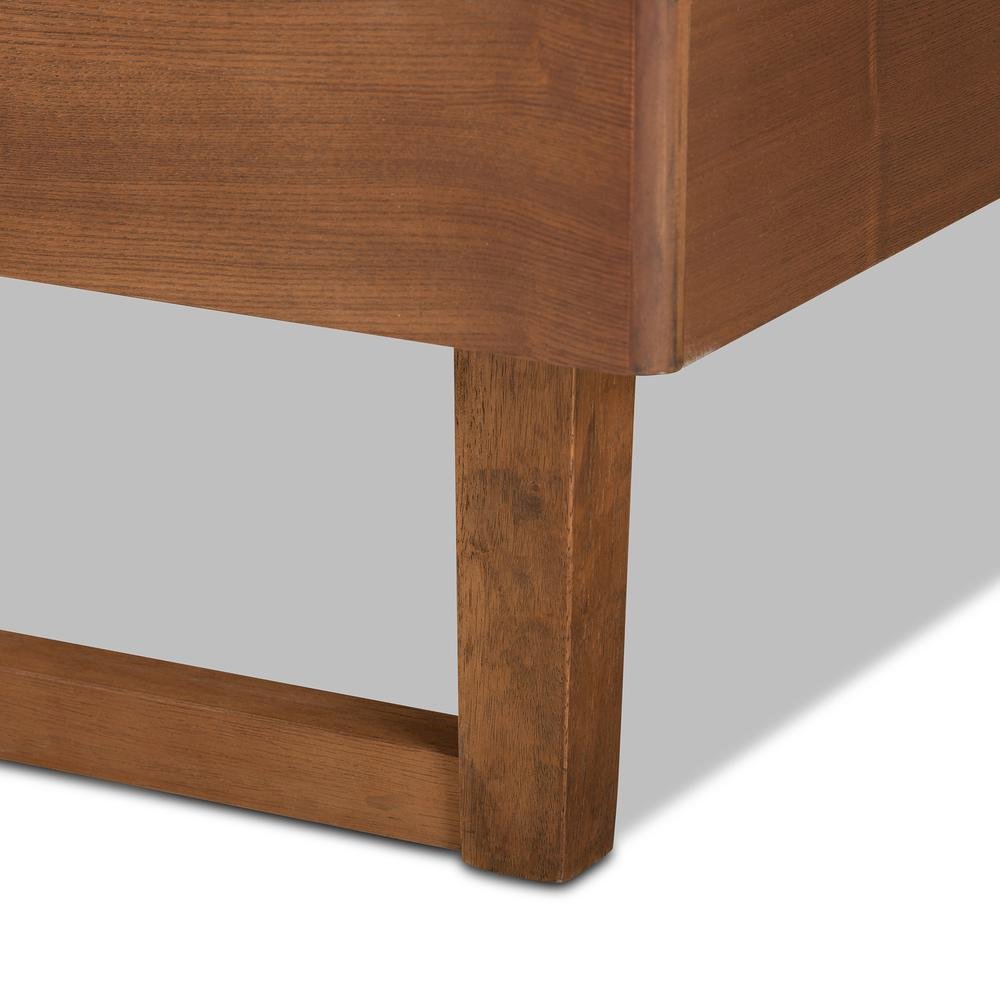 Lucie Modern and Contemporary Walnut Brown Finished Wood Queen Size Platform Bed. Picture 15