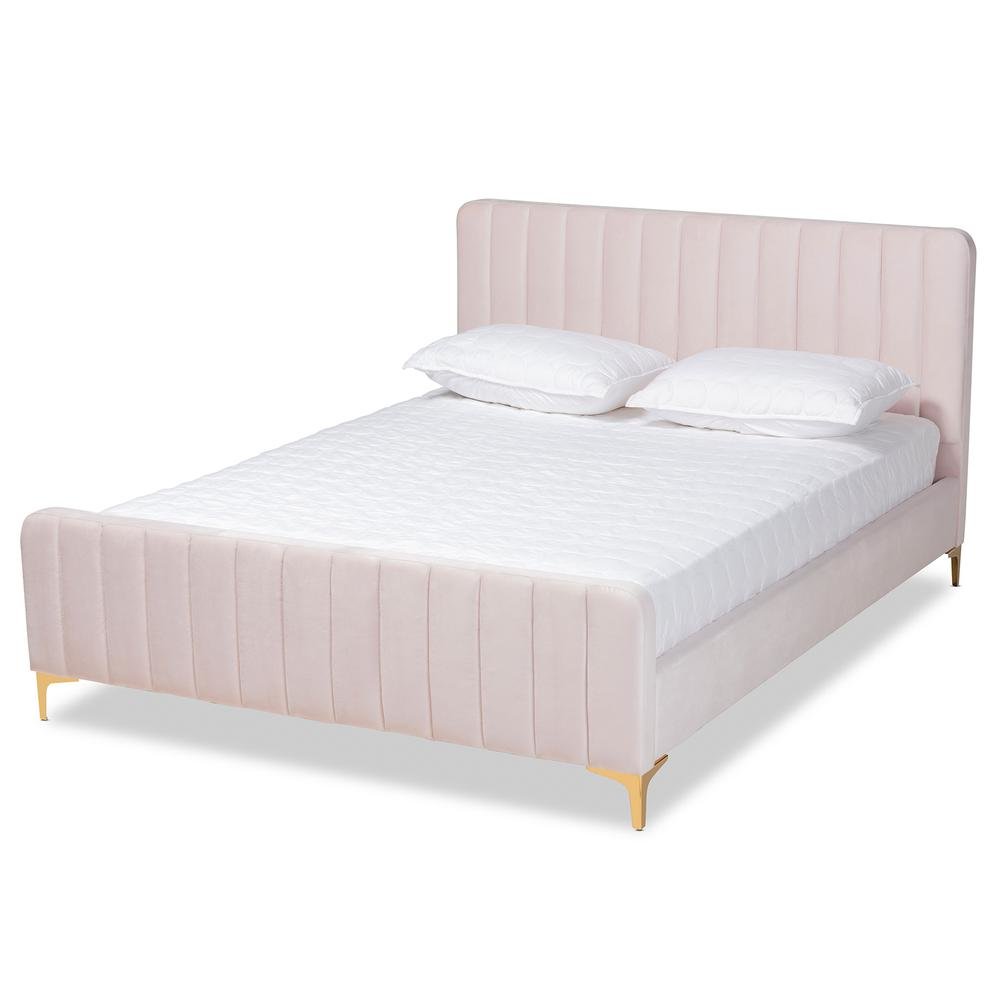 Gold Finished Queen Size Platform Bed. Picture 11