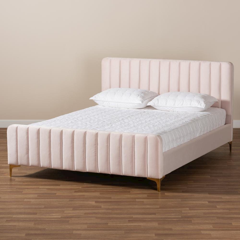 Gold Finished Queen Size Platform Bed. Picture 17