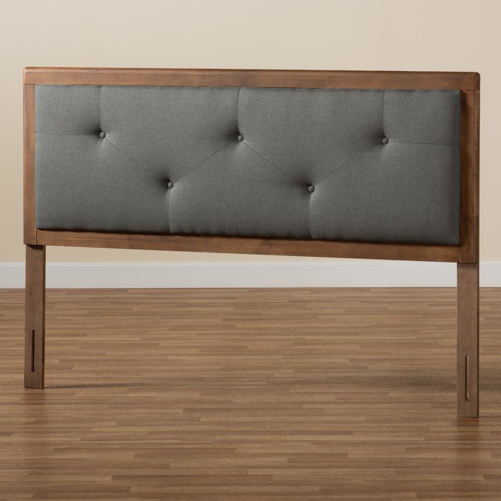 Walnut Brown Finished Wood Queen Size Headboard. Picture 14