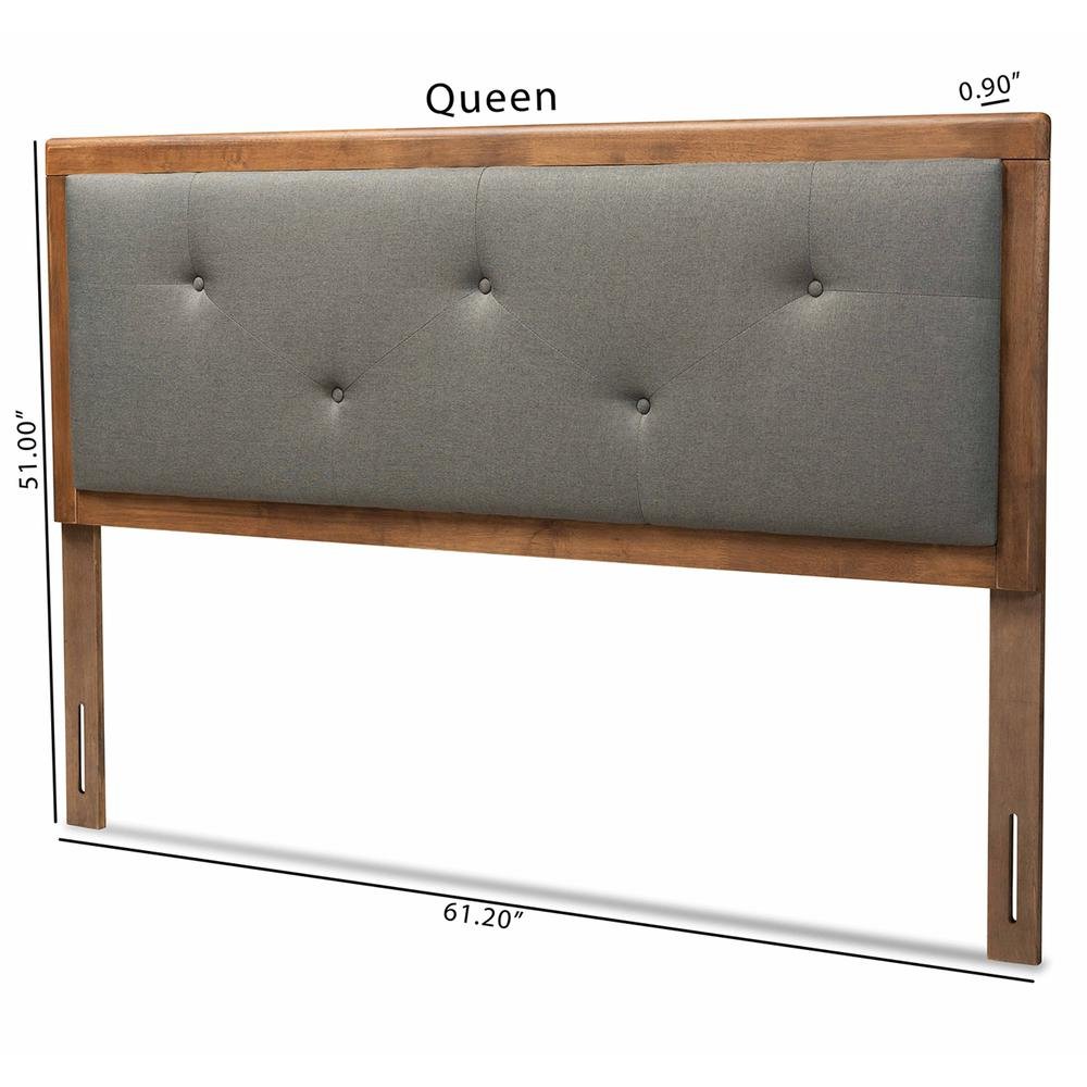 Walnut Brown Finished Wood Queen Size Headboard. Picture 16