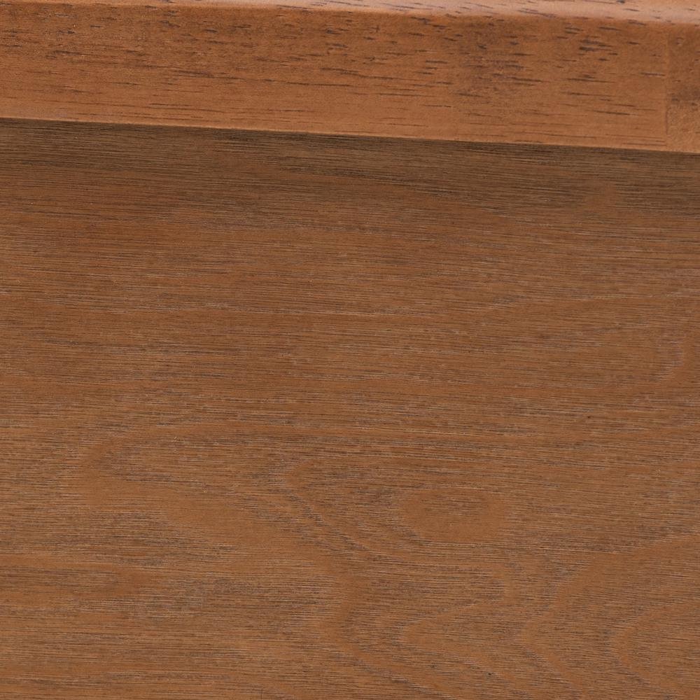 Walnut Brown Finished Wood and Natural Rattan Queen Size Platform Bed. Picture 16