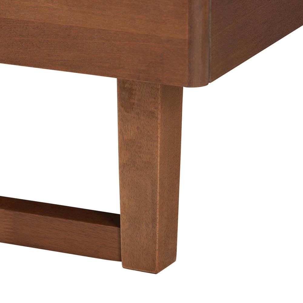 Grey Fabric and Walnut Brown Wood King Size Platform Bed. Picture 16