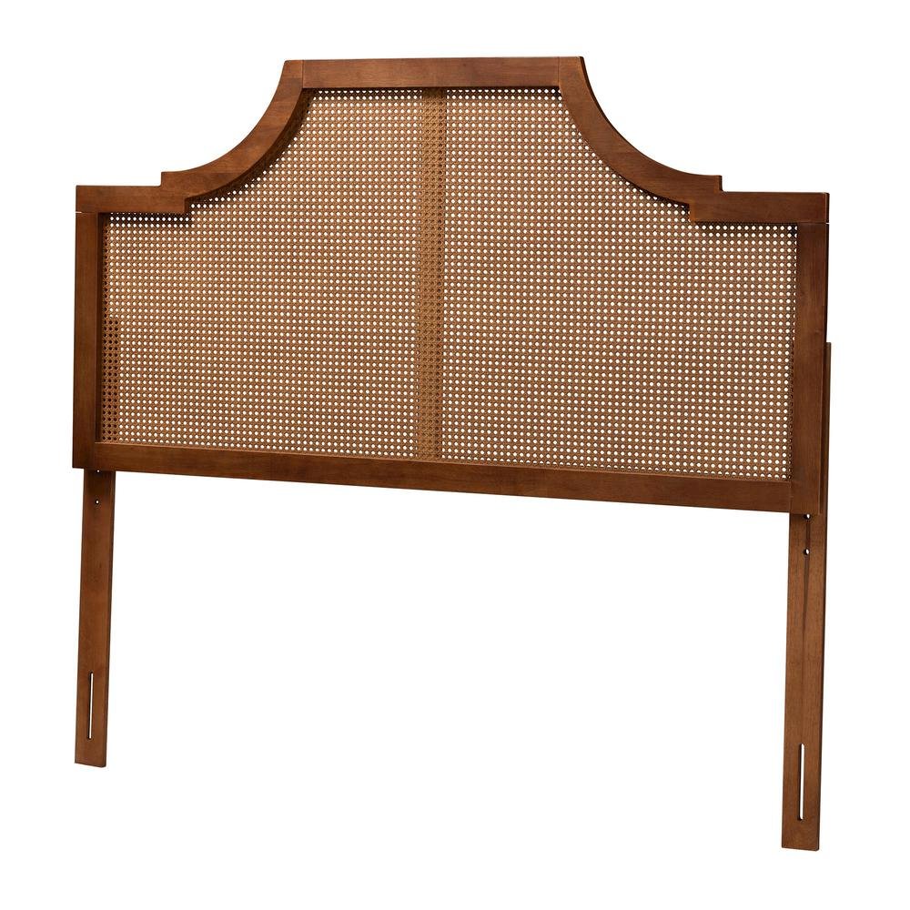 Ash Walnut Finished Wood and Rattan Queen Size Headboard. Picture 10