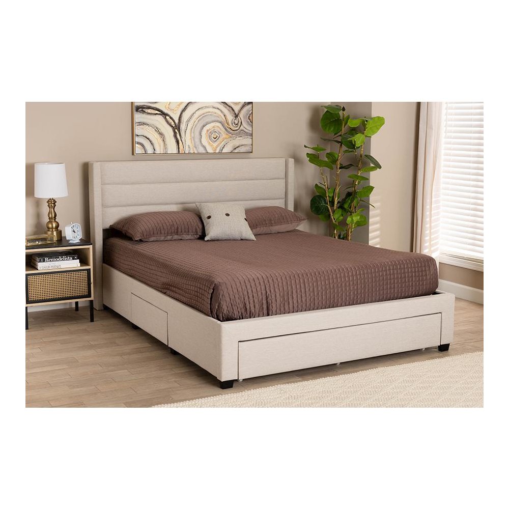 Dark Brown Finished Wood Queen Size 3-Drawer Storage Platform Bed. Picture 24
