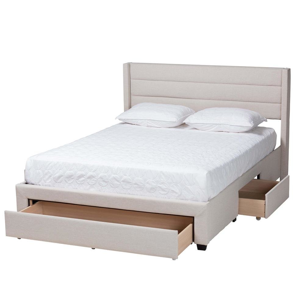 Dark Brown Finished Wood Queen Size 3-Drawer Storage Platform Bed. Picture 11