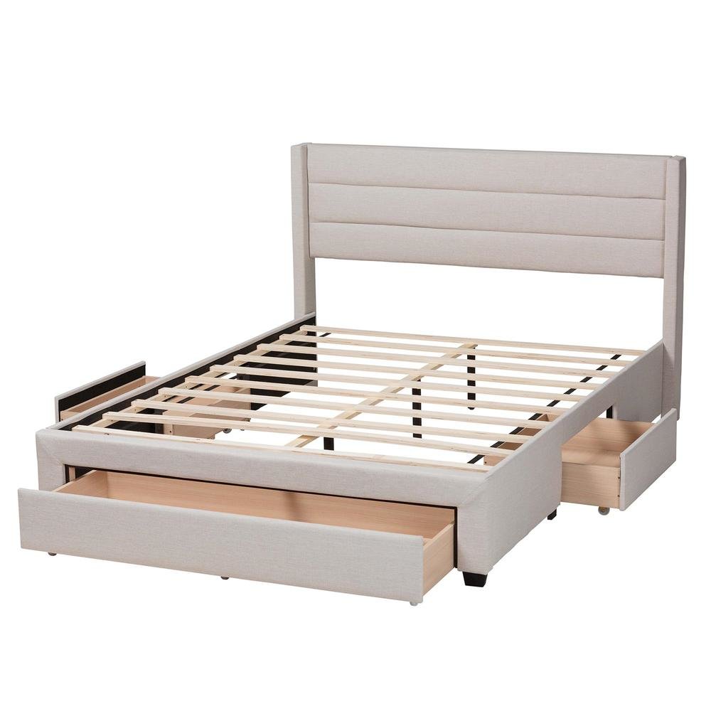 Dark Brown Finished Wood Queen Size 3-Drawer Storage Platform Bed. Picture 14