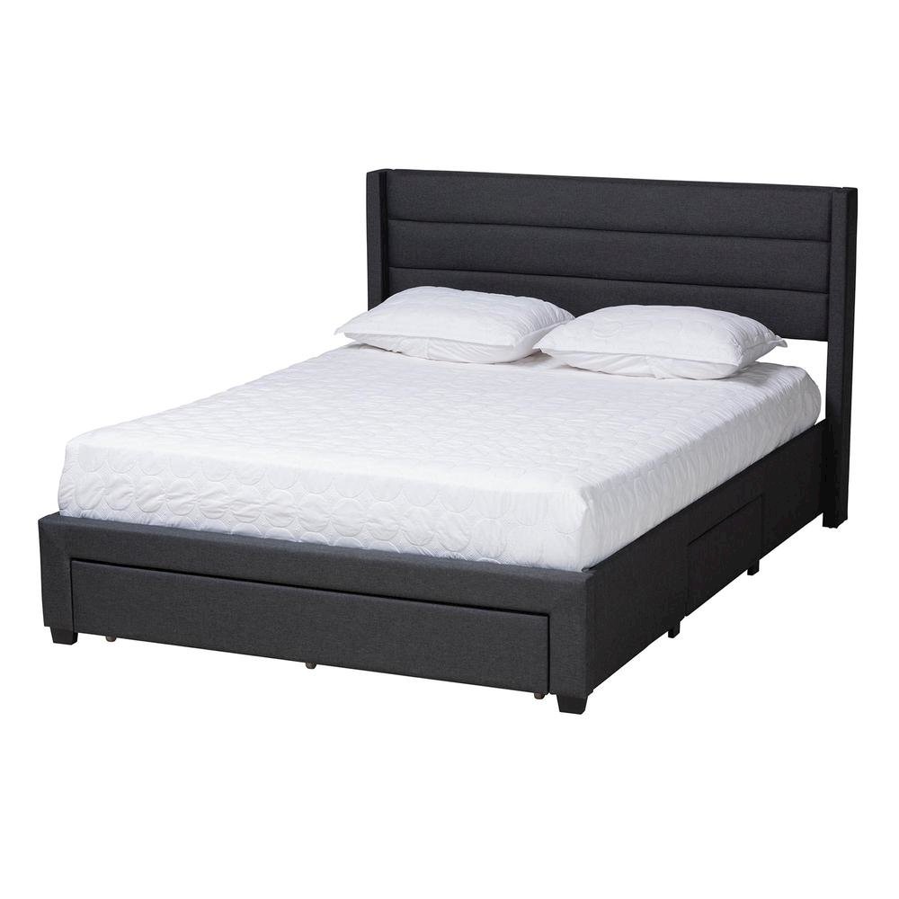 Dark Brown Finished Wood Queen Size 3-Drawer Storage Platform Bed. Picture 10